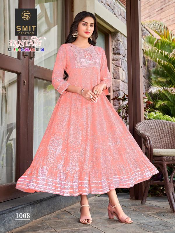 Smit Fantasy Fancy Rayon Anarkali Kurti Collection